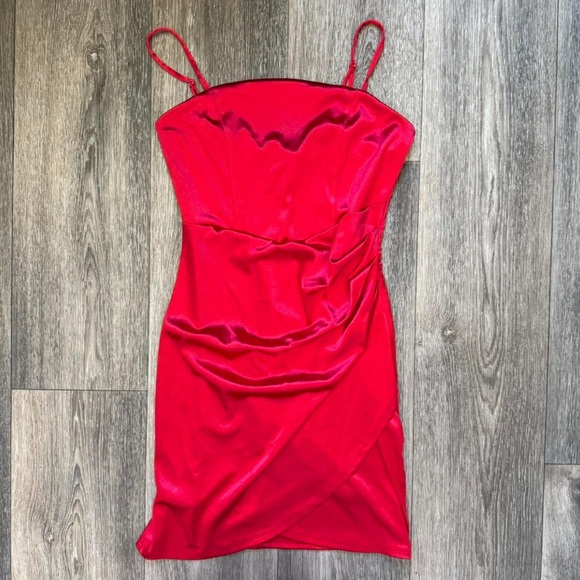 Emerald Sundae Red Satin Bodycon Mini
Dress - Picture 1 of 7